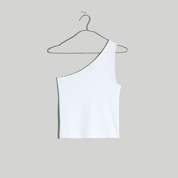NWT Madewell Supima Rib One-Shoulder Tank in Size Medium - Picture 2 of 8